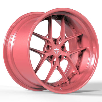 Custom forged 2-piece pink and black rim RV-DR08D featuring a deep dish design and stylish finish.
